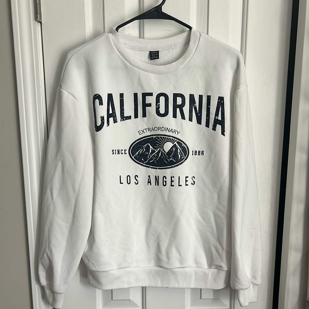 SHEIN White Crew Neck Sweater Soft Ribbed Pullover